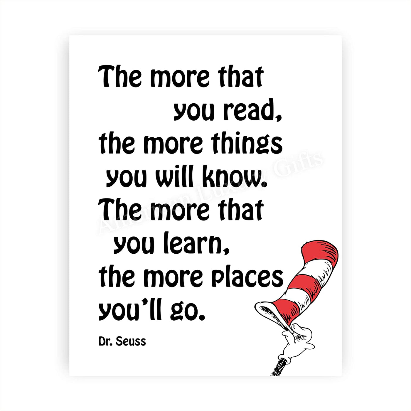 Dr. Seuss Quotes Wall Art-“The More You Read-More Things You'll Know”-8 x 10"