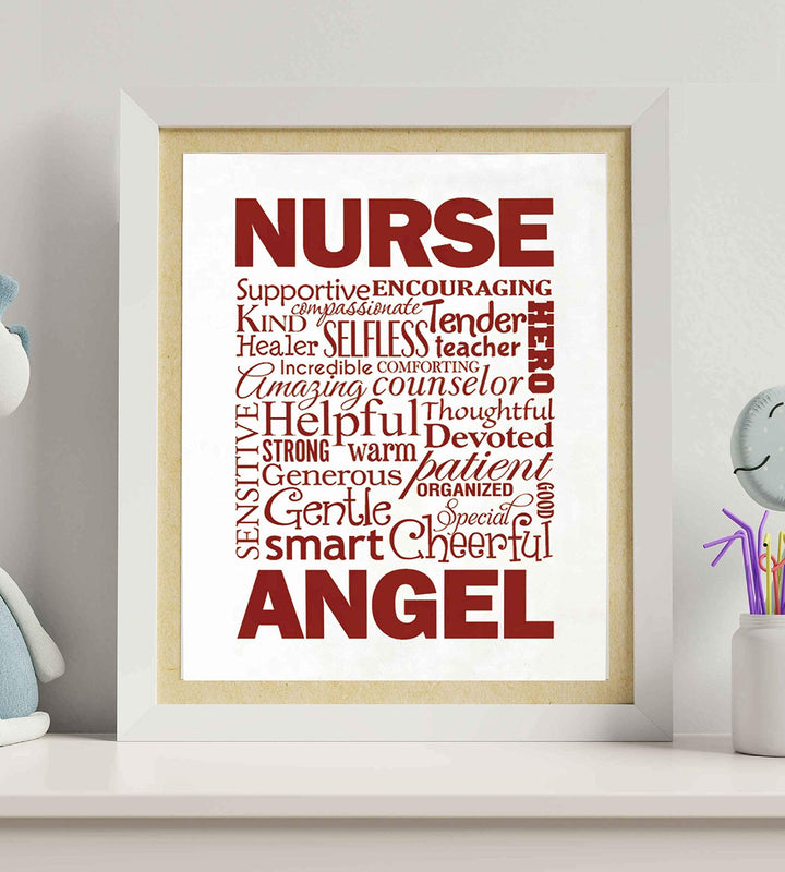 The Perfect Nurse- Word Art-Inspirational Wall Art- 8 x 10" Modern Typographic Print-Ready to Frame. Motivational Home-Office-School Decor. Great Gift of Appreciation for Nurses &amp; Nursing Students!