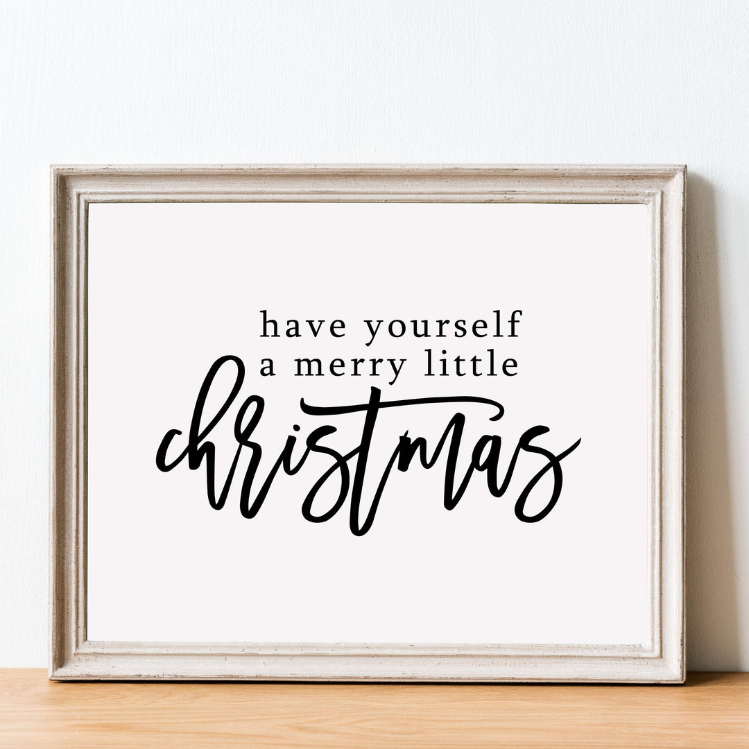 Have Yourself A Merry Little Christmas Rustic Holiday Wall Art Sign -14 x 11" Christmas Song Art Print-Ready to Frame. Typographic Home-Kitchen-Farmhouse-Welcome Decor. Great Gift-Decoration!