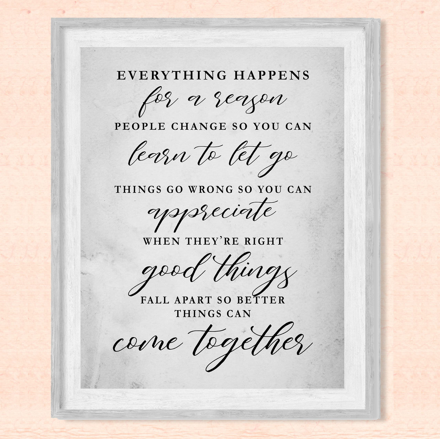 "Everything Happens For a Reason" Inspirational Quotes Wall Decor -8x10" Motivational Art Print-Ready to Frame. Modern Farmhouse Decoration for Home-Office-Classroom Sign. Great Gift!