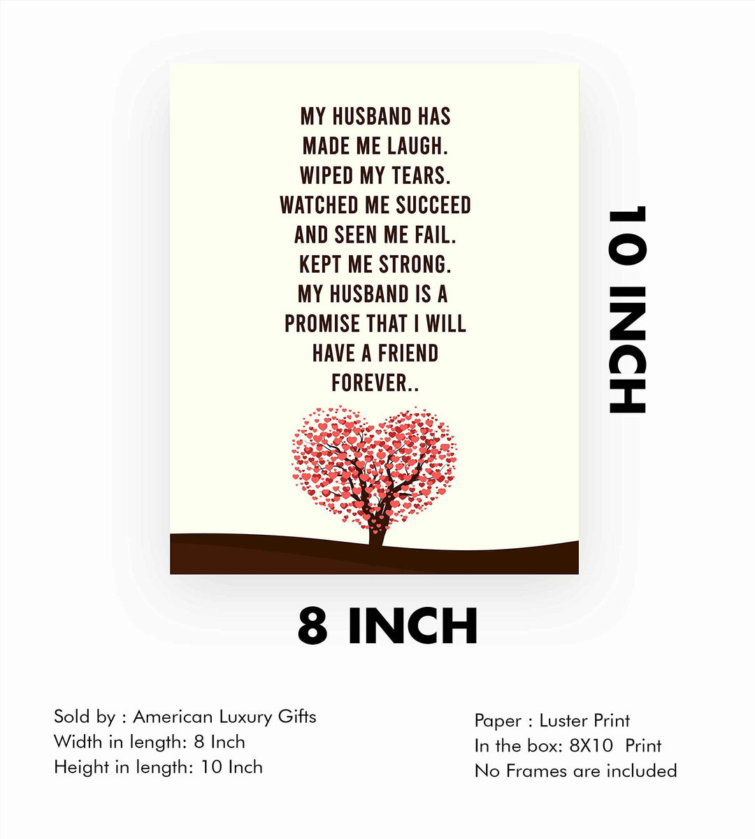 My Husband-A Promise I Will Have A Friend Forever- Love &amp; Marriage Wall Art Print- 8 x 10"-Ready to Frame. Loving Wall Decor Perfect for Spouses, Newlyweds, &amp; BFF&