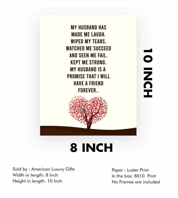 My Husband-A Promise I Will Have A Friend Forever- Love &amp; Marriage Wall Art Print- 8 x 10"-Ready to Frame. Loving Wall Decor Perfect for Spouses, Newlyweds, &amp; BFF&