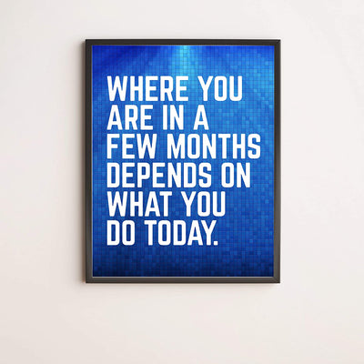 “Where You Are In A Few Months Depends On Today” Motivational Quotes Wall Art-11 x 14"