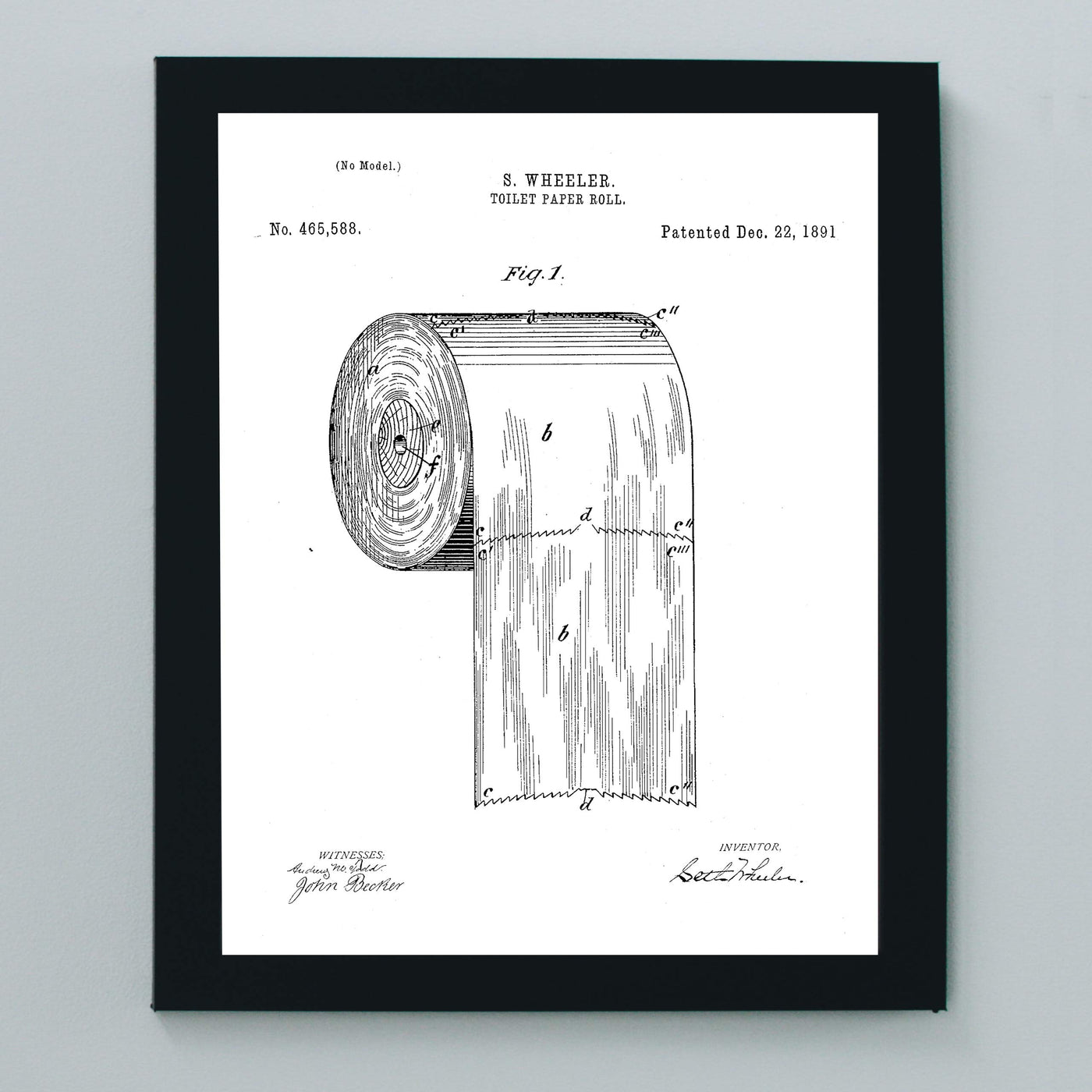Toilet Paper Roll -Design Patent Wall Decor Art -8 x 10" Vintage Bathroom Wall Art Print-Ready to Frame. Retro Bathroom Sign for Home-Office-Guest House Decor. Perfect Housewarming Gift!
