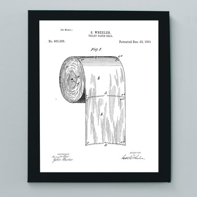 Toilet Paper Roll -Design Patent Wall Decor Art -8 x 10" Vintage Bathroom Wall Art Print-Ready to Frame. Retro Bathroom Sign for Home-Office-Guest House Decor. Perfect Housewarming Gift!