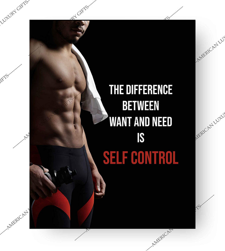Self Control-Difference Between Want &amp; Need- Motivational Fitness Sign- 8 x 10" Wall Art- Ready to Frame. Inspirational Exercise Print for Home-Office-Gym-Studio Decor. Great Gift of Motivation!