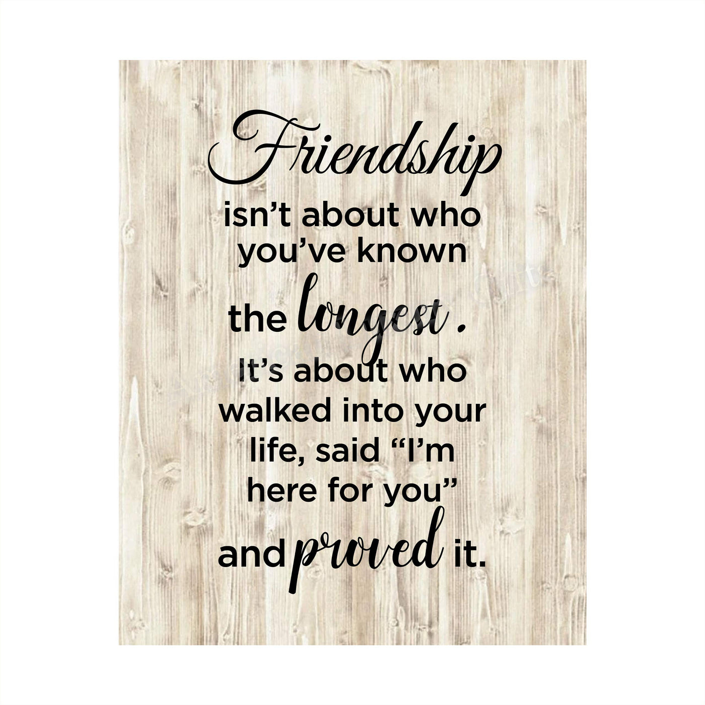 Friendship Isn't About Who You've Known Longest Inspirational Friendship Sign -8 x 10" Typographic Wall Art Print-Ready to Frame. Home-Office-School-Dorm Decor. Great Gift for All Friends & BFF's!