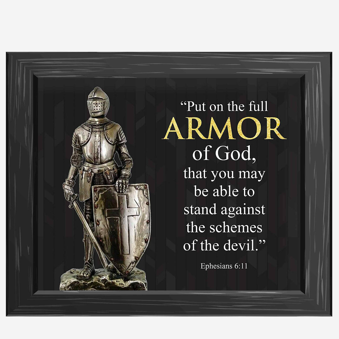 Put On the Full Armor of God-Ephesians 6:11-Bible Verse Wall Art -10 x 8" Scripture Poster Print-Ready to Frame. Perfect Decor for Home-Office-Church. Great Spiritual Gift and Christian Decoration!
