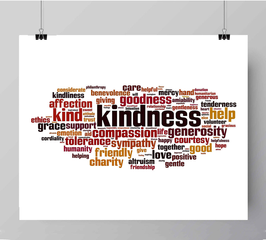 ?Words of Kindness?-Inspirational Word Art Sign- 10 x 8" Motivational Typographic Poster Print-Ready to Frame. Modern Home-Office-Classroom Decor. Perfect Teacher Gift &amp; Reminder-Kindness Matters!