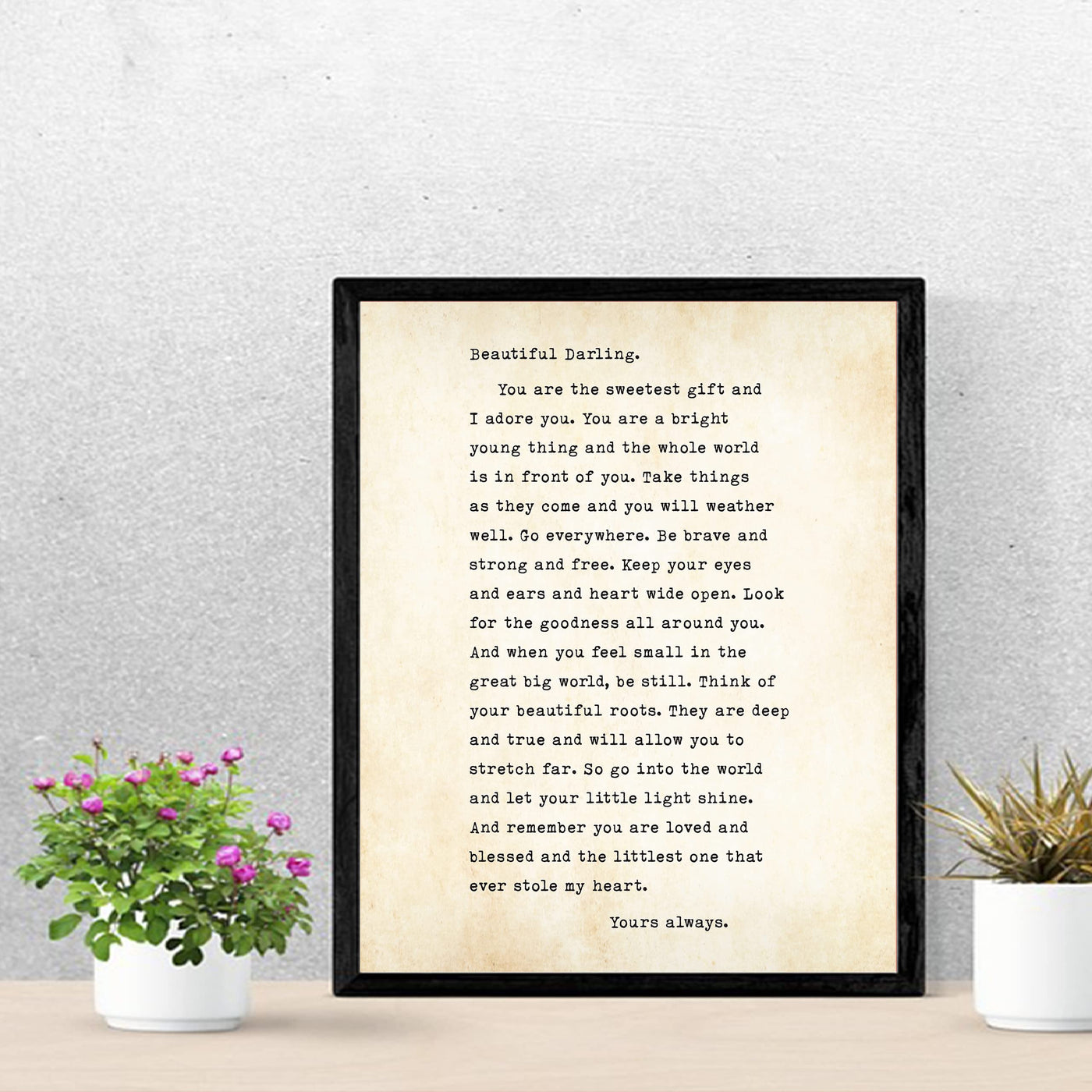 Beautiful Darling-Love Letter Wall Art Sign-11 x 14" Inspirational Poster Print-Ready to Frame. Home-Bedroom-Dorm Decor. Heartfelt Keepsake Gift for Daughters On Special Occasions. Room to Sign!