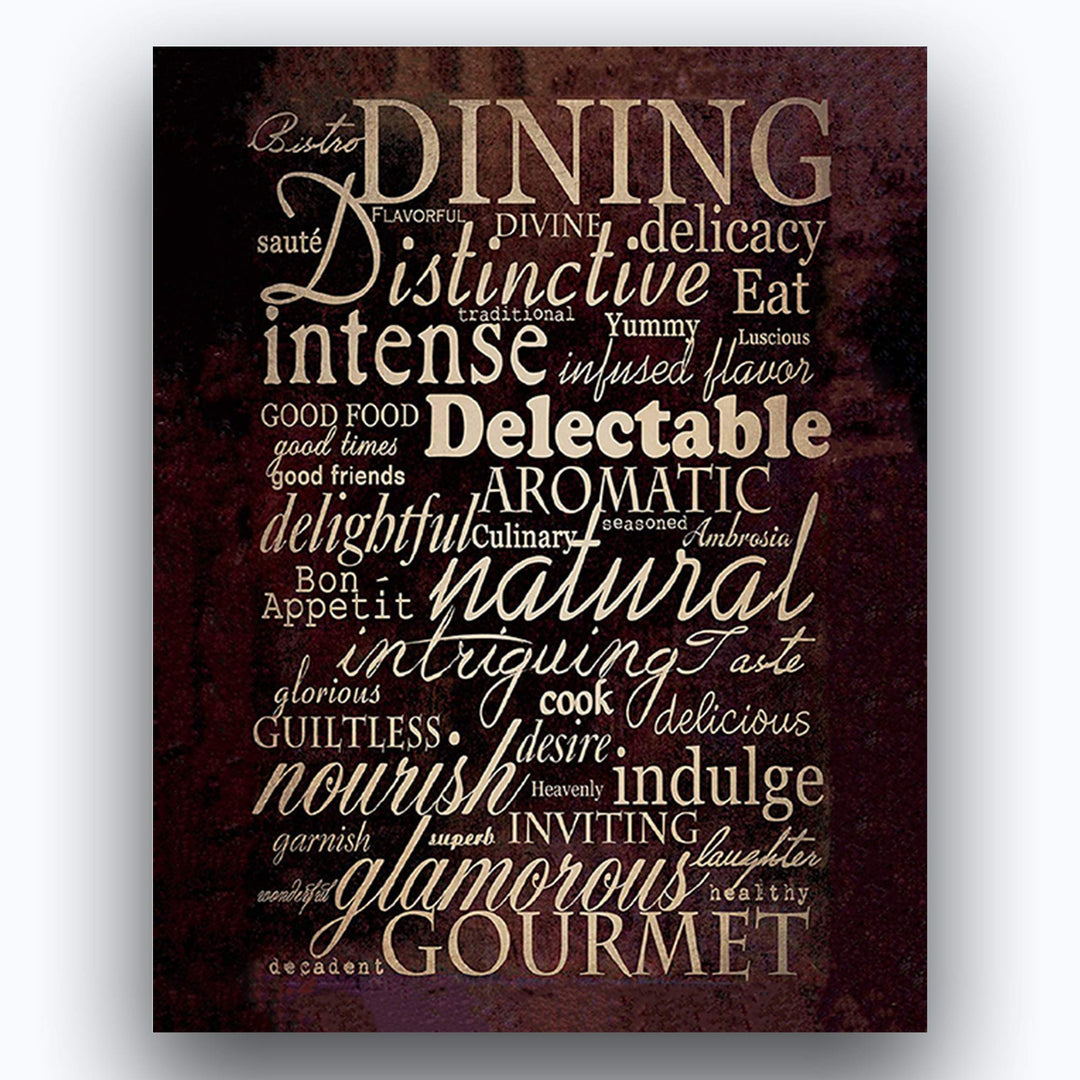 Kitchen &amp; Dining Favorite Words &amp; Quotes Wall Decor 2 Image Set- 8 x 10"s Wall Art Prints- Ready to Frame. Home D?cor, Dining Room Decor &amp; Kitchen Decor. Beautiful Upscale Prints with Gourmet Flair.
