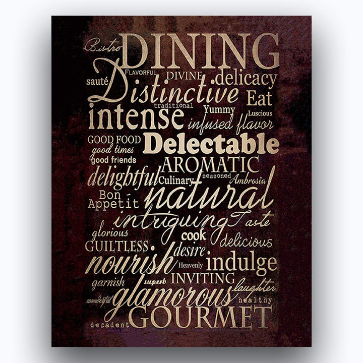 Kitchen &amp; Dining Favorite Words &amp; Quotes Wall Decor 2 Image Set- 8 x 10"s Wall Art Prints- Ready to Frame. Home D?cor, Dining Room Decor &amp; Kitchen Decor. Beautiful Upscale Prints with Gourmet Flair.