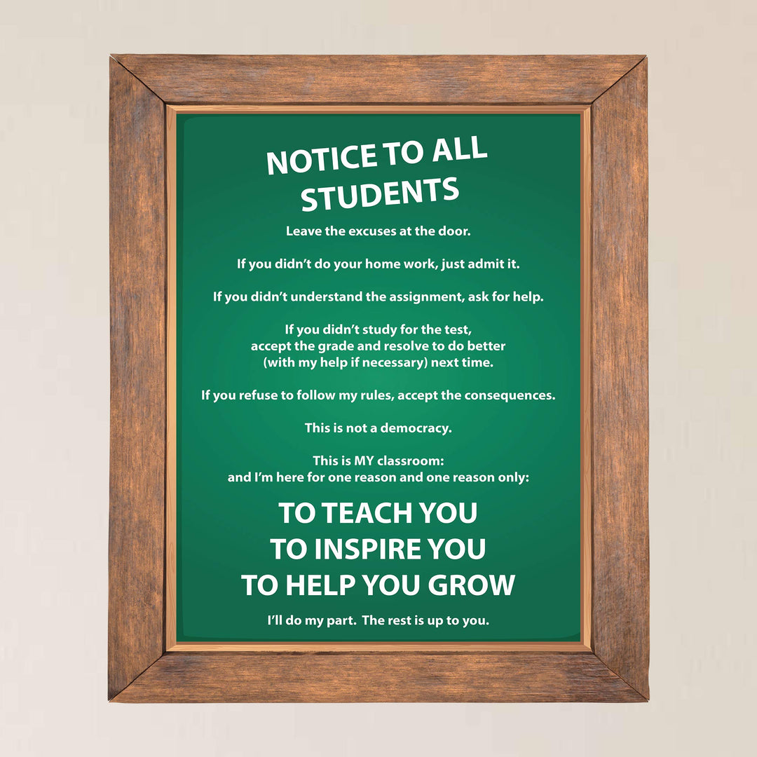 NOTICE TO ALL STUDENTS-Teacher&