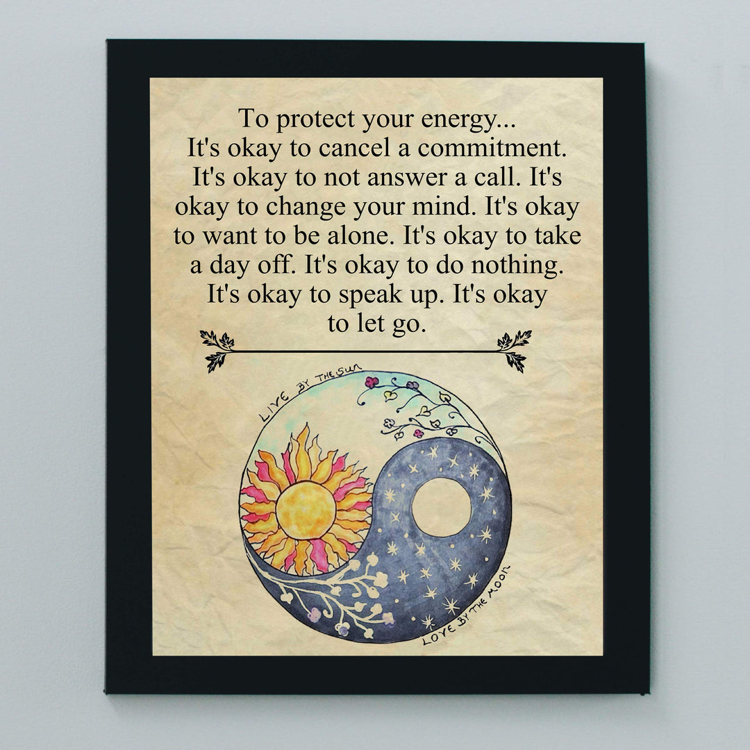 Protect Yourself- Live &amp; Love- Inspirational Wall Art- 8 x 10" Poster Print-Ready to Frame. Modern Zen, Parchment Print Design Decor for Home, Bedroom, Office &amp; Studio. It&