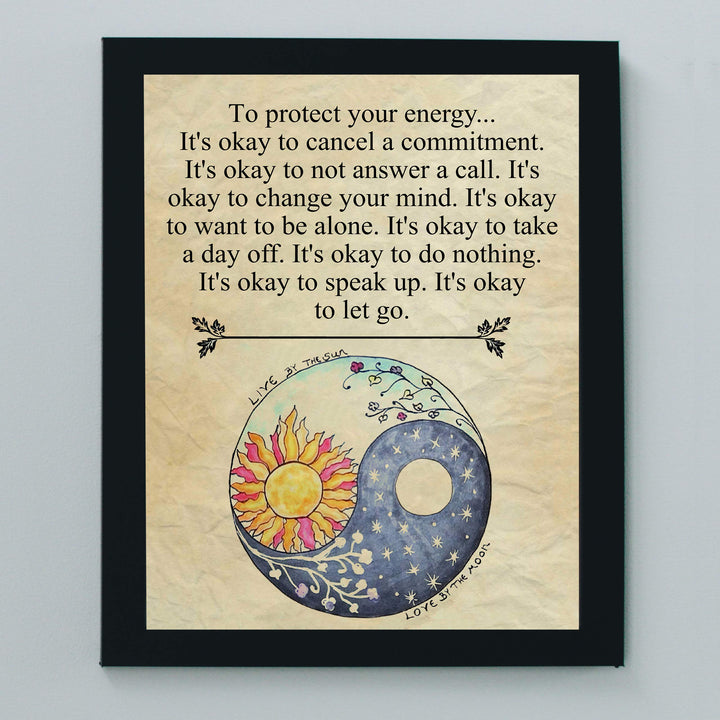 Protect Yourself- Live &amp; Love- Inspirational Wall Art- 8 x 10" Poster Print-Ready to Frame. Modern Zen, Parchment Print Design Decor for Home, Bedroom, Office &amp; Studio. It&