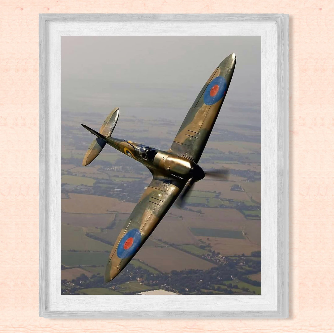 Supermarine Spitfire MK I -Royal Air Force -British Fighter Jet Poster Print -8 x 10" Military Aircraft Wall Decor -Ready to Frame. Home-Office-Military Decor. Perfect Sign for Game Room-Garage-Cave!