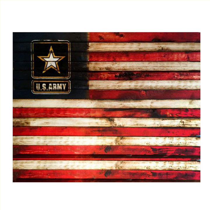 US Army Logo on USA Flag- Rustic Poster Print- 10 x 8"- Wall Art Prints- Ready To Frame- Distressed Flag Sign Replica Print. Home-Office-Military Decor. Display Your Pride &amp; Honor and Be Army Strong.