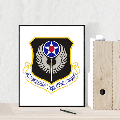 US Air Force Special Operations Command Logo- 8 x 10"- Military Wall Art Print- Ready to Frame. Patriotic Home-Office-Bar-Cave-Lodge Decor. Perfect Gift for Those Who Served. Display Your Pride!