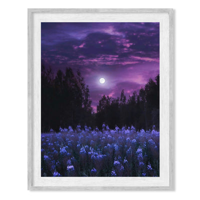 Moon in Lavender Field Inspirational Wall Art -8 x 10" Purple Full Moon Over Flower Field Picture Print -Ready to Frame. Home-Office-Living Room Decor. Perfect for Nature Themes & Relaxing Prints.