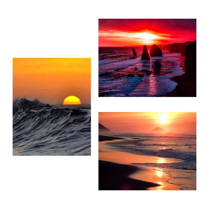 Tropical Beach Sunset Trio- 3 Image Set-Wall Art Prints- 8 x 10"s- Ready to Frame. Beautiful Beach D?cor- Island Beach Sunsets Make the Perfect Art for Any Room. Great Gift for Beach Pictures Wall Art