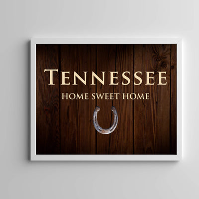 Tennessee-Home Sweet Home State Wall Decor -10 x 8" Country Rustic Family Art Print-Ready to Frame. Home-Office-Welcome-Farmhouse Decor. Perfect Southern Housewarming Gift! Printed on Photo Paper.