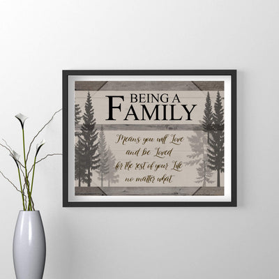 Being A Famly Means You Will Love & Be Loved Inspirational Family Wall Art -14 x 11" Modern Typographic Poster Print -Ready to Frame. Home-Entryway Decor. Perfect for Guest-Cabin-Lake House Decor!