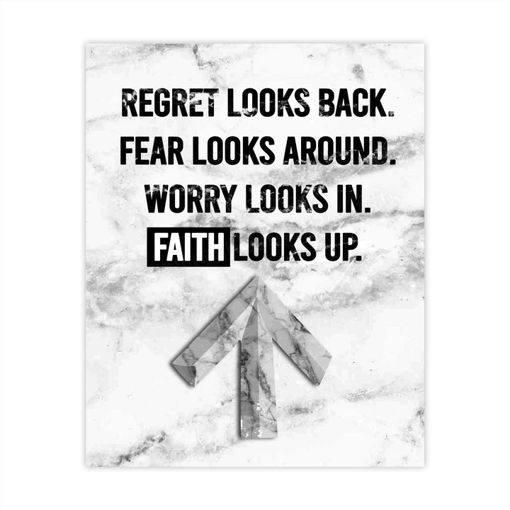 Faith Looks Up Inspirational Quotes Wall Art-8 x 10" Typographic Christian Wall Print-Ready to Frame. Motivational Decoration for Home-Office-Church-Dorm Decor. Great Religious Gift of Inspiration!
