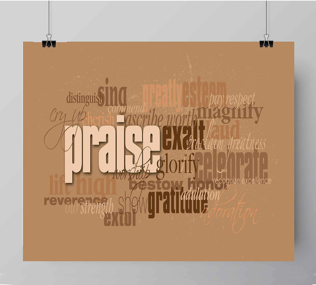 Words of Praise-Word Art Wall Sign-10 x 8"-Spiritual Typographic Poster Print-Ready to Frame. Perfect Inspirational Decor for Home-Office-Studio-School-Church. Great Gift to Celebrate &amp; Praise Him!