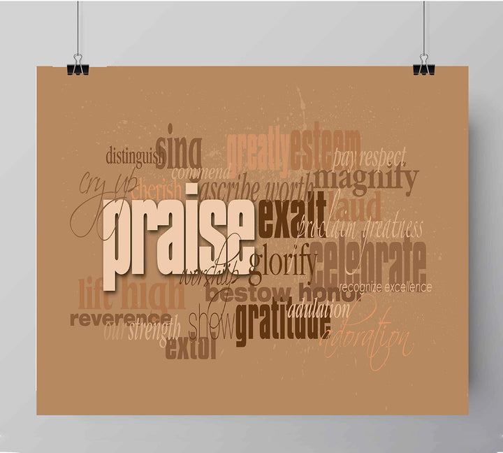 Words of Praise-Word Art Wall Sign-10 x 8"-Spiritual Typographic Poster Print-Ready to Frame. Perfect Inspirational Decor for Home-Office-Studio-School-Church. Great Gift to Celebrate &amp; Praise Him!