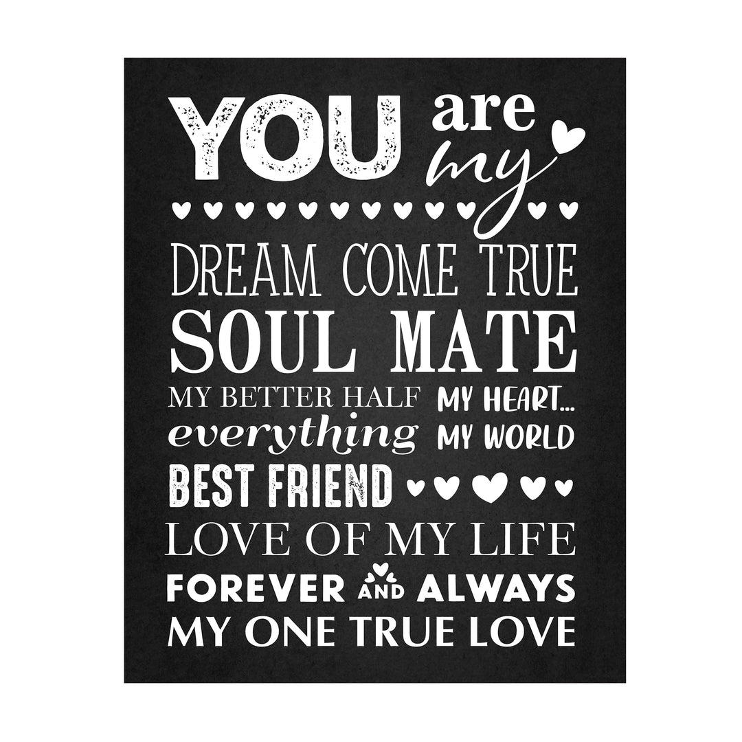 You Are My Dream Come True Love Quotes Wall Art Decor -11 x 14" Inspirational Love &amp; Marriage Poster Print-Ready to Frame. Romantic Gift for Spouse-Newlyweds. Perfect Wedding-Anniversary Present!