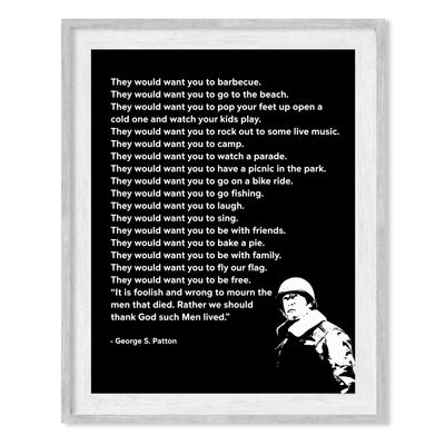 George S. Patton Quotes-"Thank God Such Men Lived"- Motivational Wall Art -8 x 10" American General Portrait Print -Ready to Frame. Home-Office-Military Decor. Perfect Inspirational - Patriotic Gift!