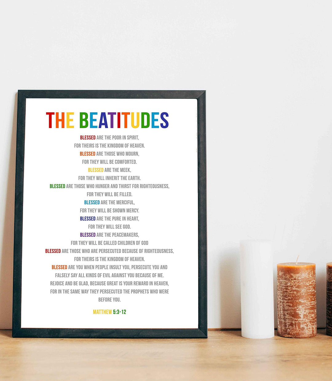 The Beatitudes-Blessed Are the Pure in Heart-Matthew 5:3-12-Bible Verse Wall Art-11x14" Scripture Wall Sign-Ready to Frame. Inspirational Christian Poster Print for Home-Office-Church-School Decor!