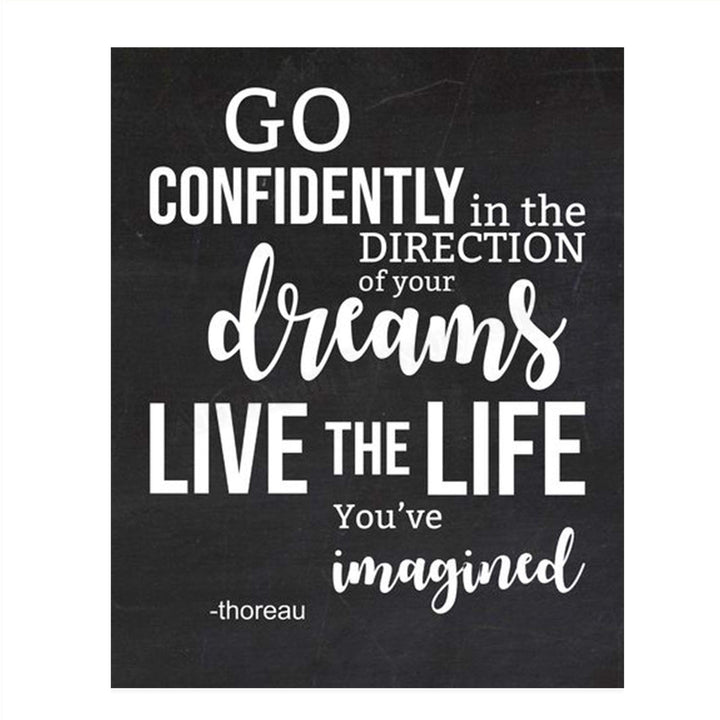 H. D. Thoreau Quotes Wall Art- ?Go Confidently-Direction Dreams, Live Life-Imagined?- 8 x 10"-Typographic Art Print-Ready to Frame. Home-Class-Office D?cor. Perfect Gift for Motivation &amp; Inspiration.