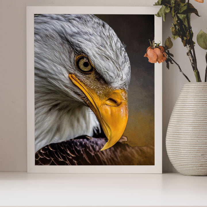 Majestic Bald Eagle Motivational American Wall Art -8 x 10" Patriotic Eagle Photo Print-Ready to Frame. Inspirational Home-Office-School-Cave Decor. Great for Animal &amp; Political Theme Wall Decor!