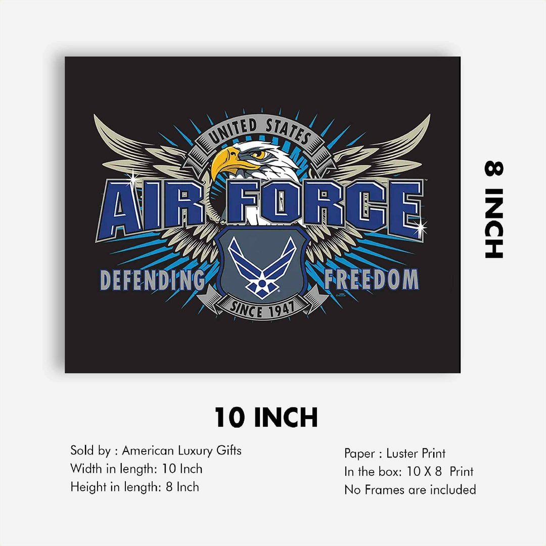 U.S. Air Force Emblem Poster Print- 10 x 8"- USAF Airmen&