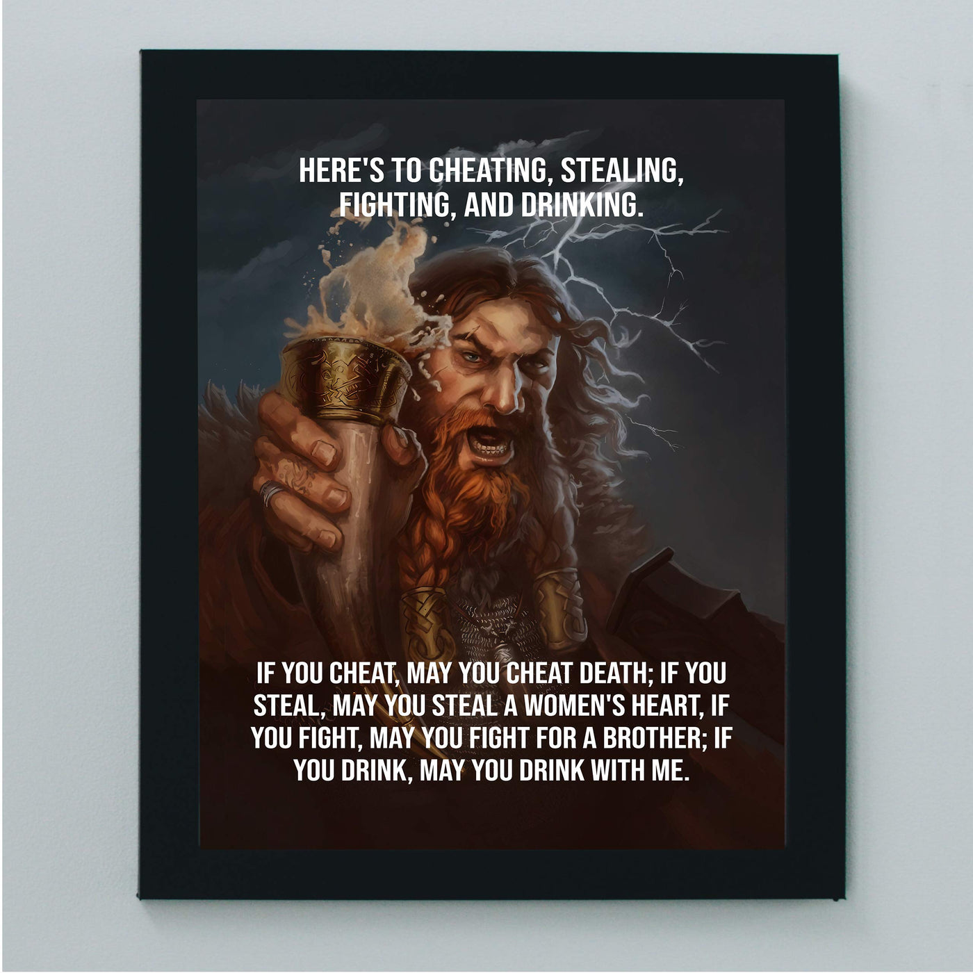 If You Drink, May You Drink With Me Funny Viking Sign -8 x 10" Rustic, Old World Wall Art Print-Ready to Frame. Nordic Drinking Sign for Home-Office-Bar-Man Cave-Pub Decor. Makes a Great Gift!