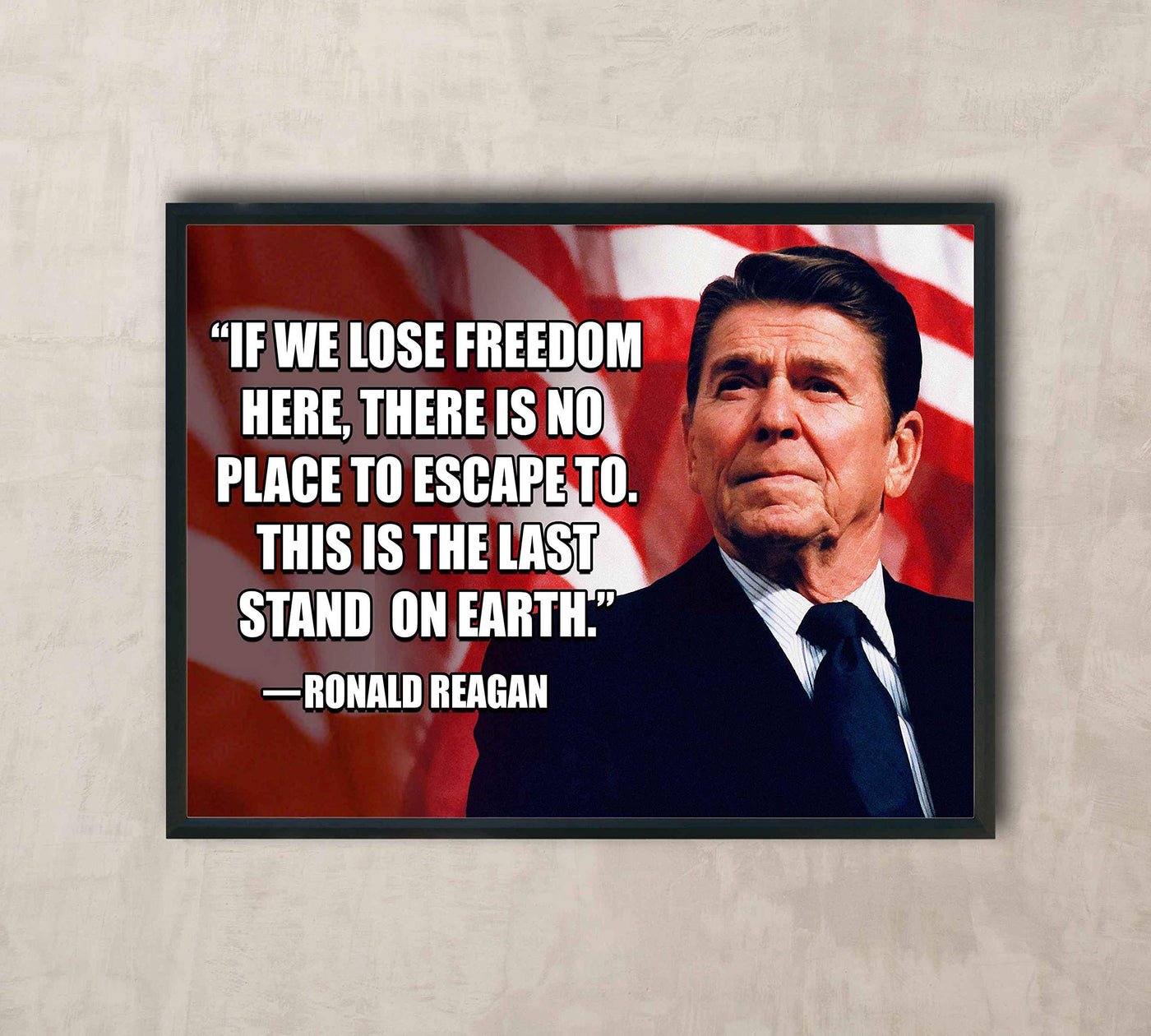 Ronald Reagan Quotes-"The Last Stand On Earth"-Political Wall Art Print- 10 x 8" Patriotic American Flag Poster Print w/Reagan Portrait-Ready to Frame. Perfect Home-Office-School-Library D?cor.