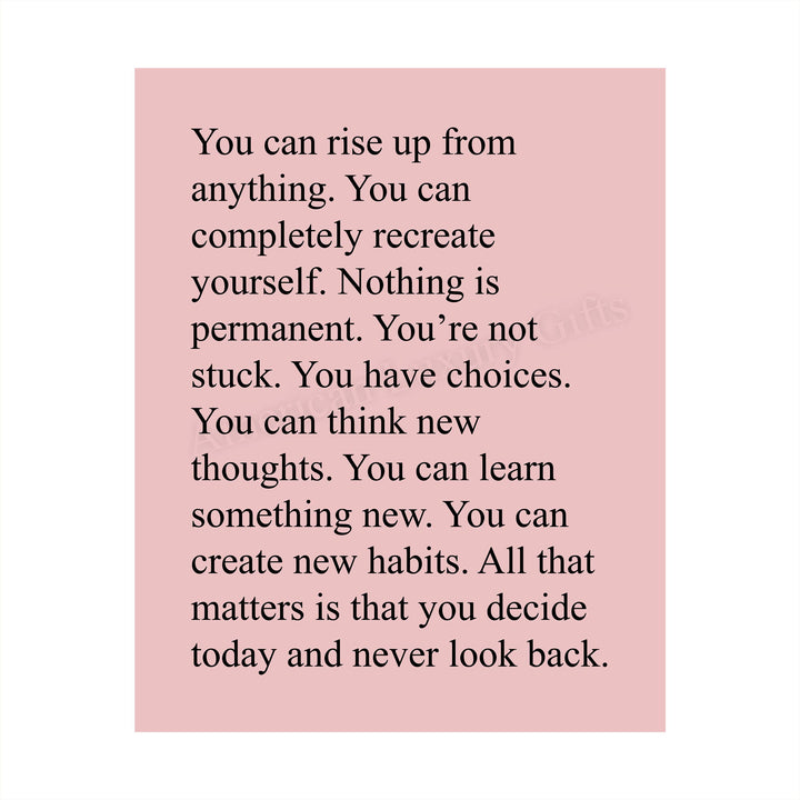 You Can Rise Up From Anything Motivational Quotes Wall Art -8 x 10" Modern Typographic Poster Print-Ready to Frame. Inspirational Home Office Dorm Decor. Perfect Sign for Classroom Motivation!