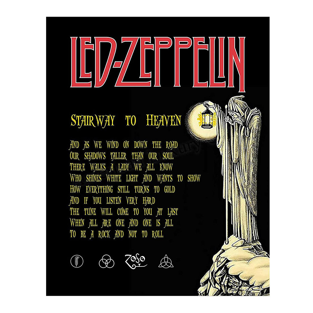 Led Zeppelin Band-"Stairway To Heaven" Song Lyrics Wall Art- 11 x 14"