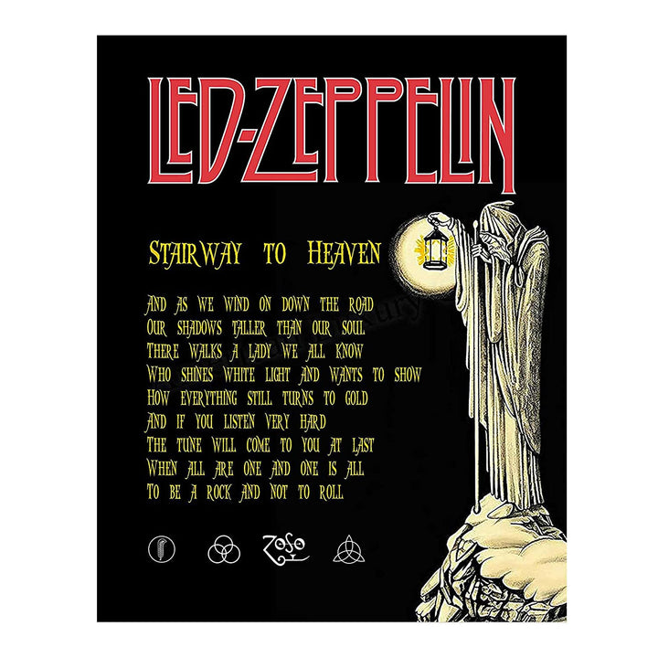 Led Zeppelin Band-"Stairway To Heaven" Song Lyrics Wall Art- 11 x 14"