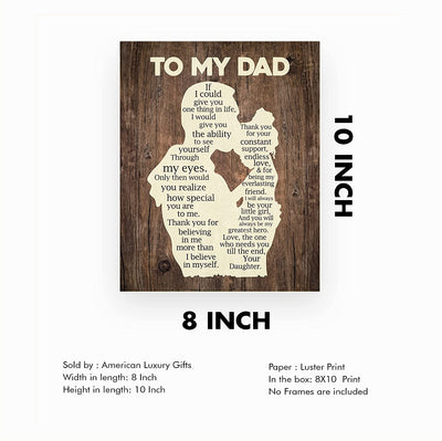 "To My Dad - Thank You"-Inspirational Father's Day Quotes Wall Art -8 x 10"