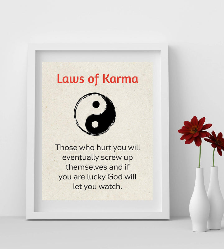 Laws of Karma Spiritual Quotes Wall Art- 8 x 10" Modern Inspirational Wall Print with Yin Yang Sign-Ready to Frame. Home-Studio-Office D?cor. Great Reminders on Karma. Makes a Perfect Zen Gift!