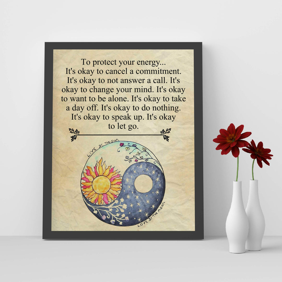 Protect Yourself- Live &amp; Love- Inspirational Wall Art- 8 x 10" Poster Print-Ready to Frame. Modern Zen, Parchment Print Design Decor for Home, Bedroom, Office &amp; Studio. It&