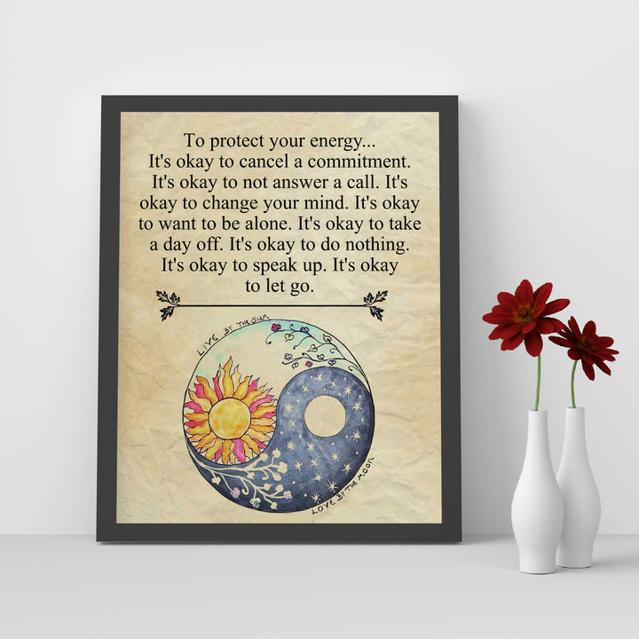 Protect Yourself- Live &amp; Love- Inspirational Wall Art- 8 x 10" Poster Print-Ready to Frame. Modern Zen, Parchment Print Design Decor for Home, Bedroom, Office &amp; Studio. It&