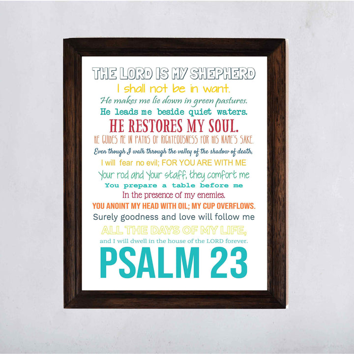 Psalm 23-The Lord Is My Shepherd Bible Verse Wall Art -11 x 14" Inspirational Scripture Wall Print- Ready to Frame. Religious Home-Office-Sunday School-Church Decor. Great Christian Gift of Faith!