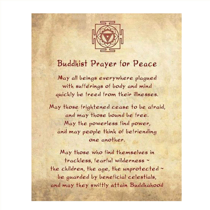 Buddhist Prayer For Peace Art Print- 8 x 10" Wall Art Parchment Print- Ready to Frame. Asian Home D?cor, Studio &amp; Office D?cor. Perfect Gift for Buddhism, Zen &amp; Inspiration.
