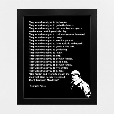 George S. Patton Quotes-"Thank God Such Men Lived"- Motivational Wall Art -8 x 10" American General Portrait Print -Ready to Frame. Home-Office-Military Decor. Perfect Inspirational - Patriotic Gift!