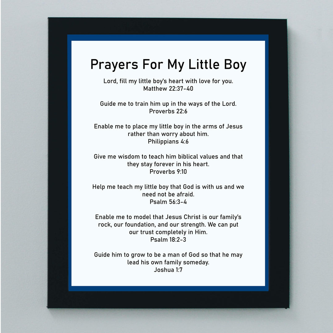 Prayers for My Little Boy Bible Verse Wall Art -8 x 10" Christian Scripture Print-Ready to Frame. Inspirational Decoration for Home-Family-Boys Bedroom-Nursery Decor. Perfect Baby Shower Gift!