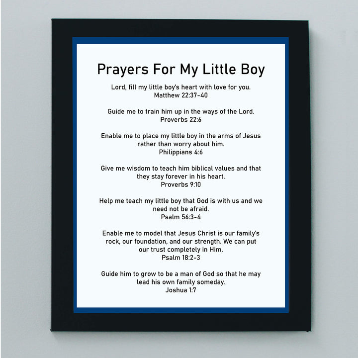 Prayers for My Little Boy Bible Verse Wall Art -8 x 10" Christian Scripture Print-Ready to Frame. Inspirational Decoration for Home-Family-Boys Bedroom-Nursery Decor. Perfect Baby Shower Gift!