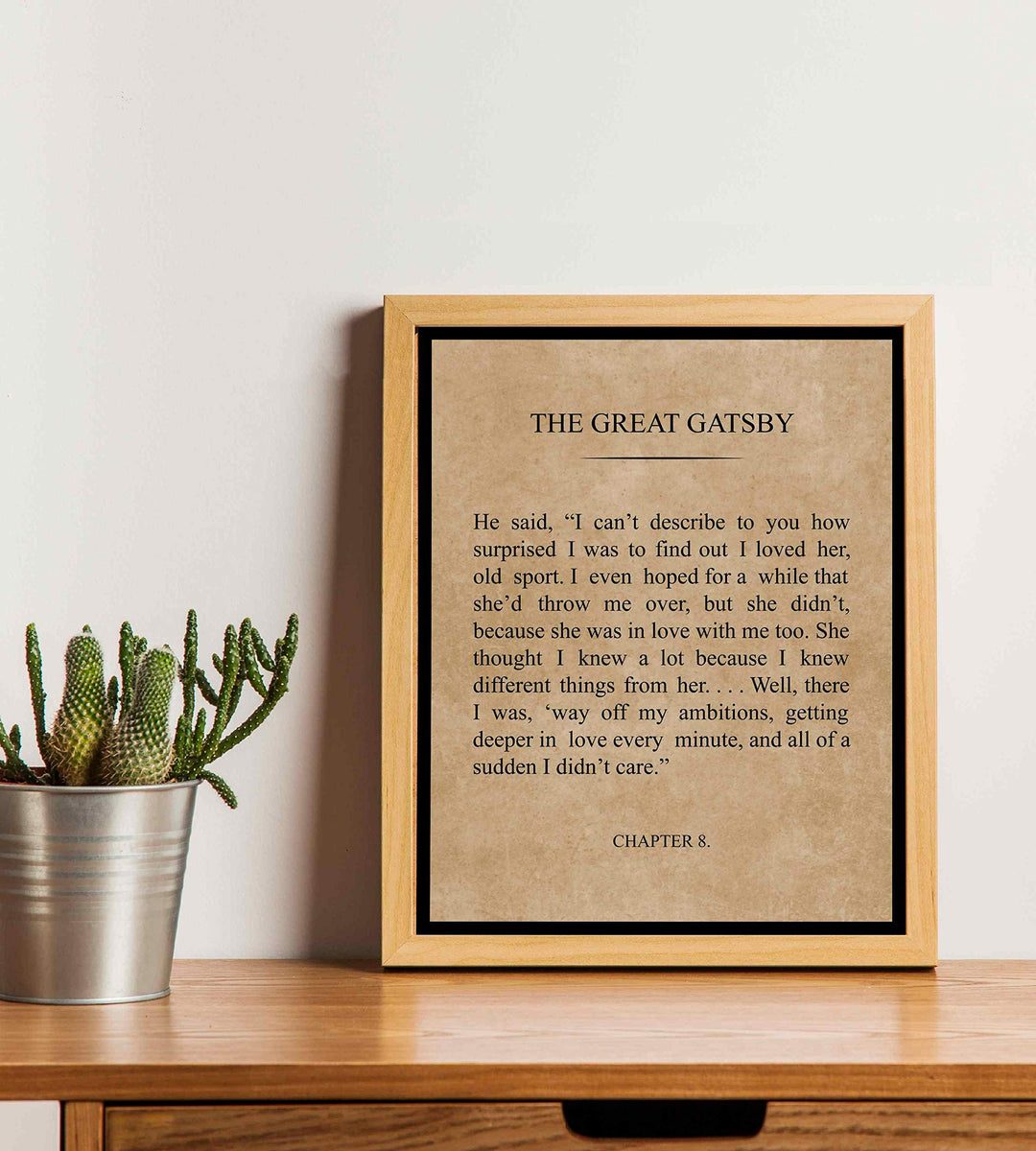 F. Scott Fitzgerald-"The Great Gatsby" Book Page Wall Sign-8 x 10" Distressed Word Art Poster Print-Ready to Frame. Home-Office Decor. Perfect Decor for Library-Study! Great Literary Gift for All!